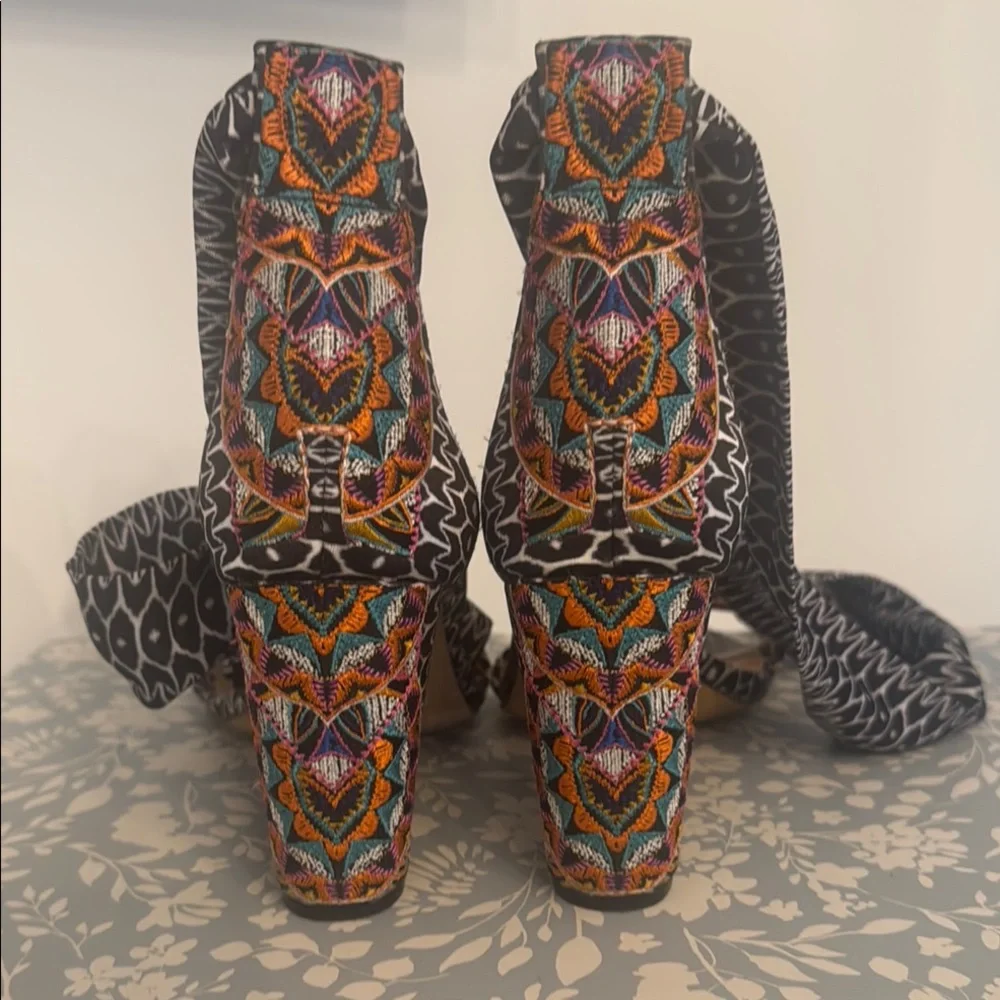 Trina Turk  INC Black Chunky Heels with Textured Design